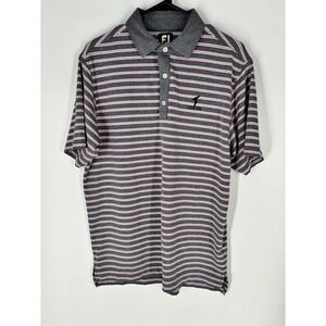 FootJoy Golf Mens M Polo Hazeltine Logo Gray Pink Short Sleeve Performance Wick‎